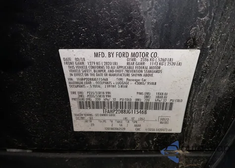 2018 Ford Taurus Se from USA, damaged, VIN 1FAHP2D88JG115468